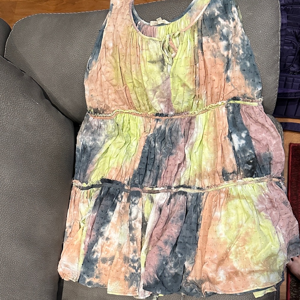 Elegant Multicolor Tie-Dye Midi Dress
